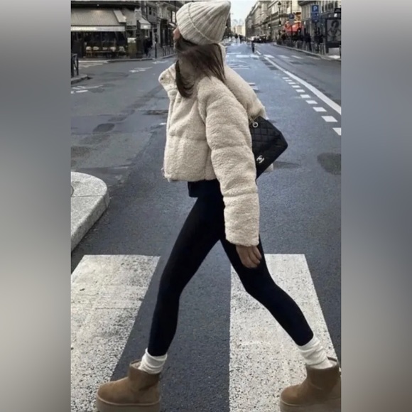 🥰 NWT Zara JACKET FAUX SHEARLING QUILTED ANORAK - Picture 11 of 17